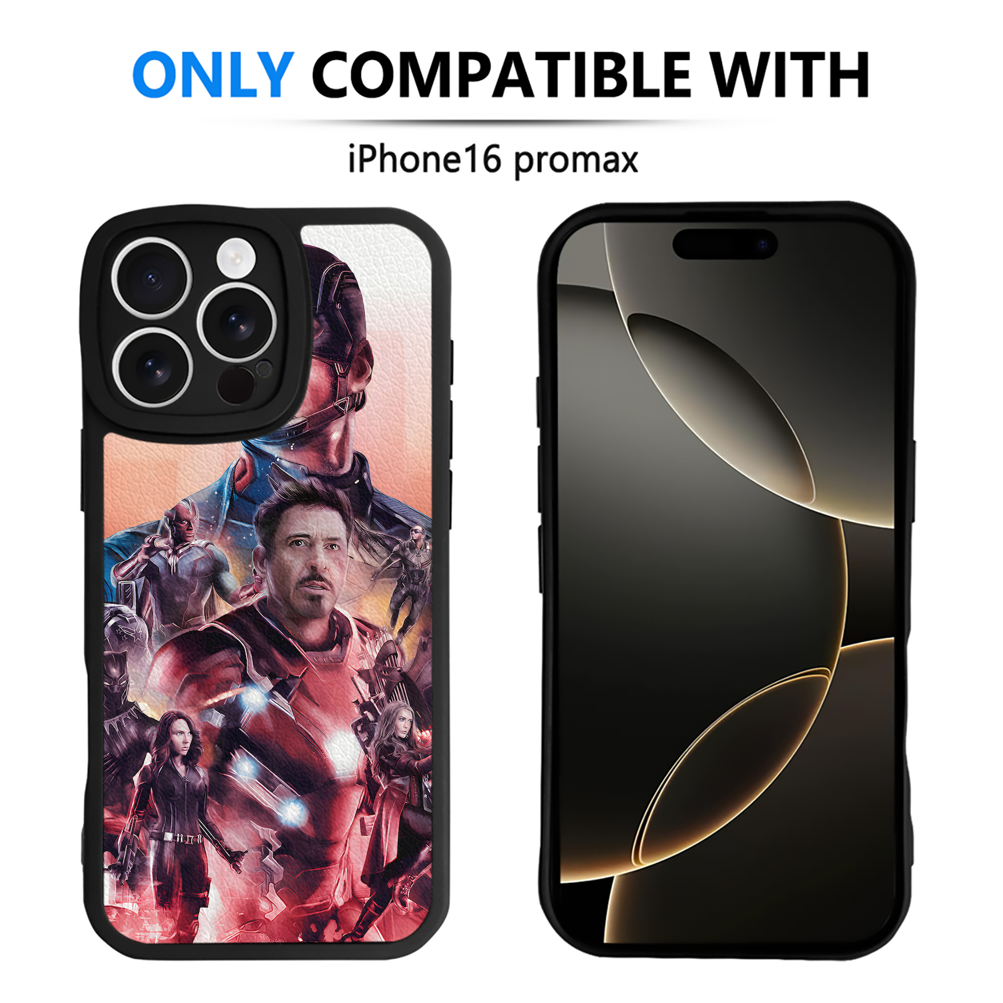 （画像用） アベンジャーズ The Avengers 【iPhone 16シリーズ対応】シリコンスマホケース（レザー調） 材質：シリコン